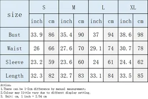Size chart for V-neck sequin dress showing bust, waist and length in cm and inches