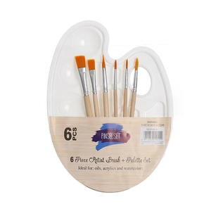 Set di 6 pennelli artistici con tavolozza bianca per pittura a olio e acrilica professionale