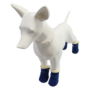 Deep blue warm dog snow boots with soft lining and adjustable velcro straps
