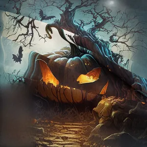 Close-up of the Halloween tapestry showing high-definition fabric texture and pumpkin print