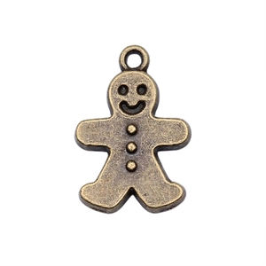 Antique bronze gingerbread man pendant for DIY necklaces and bracelets with vintage texture