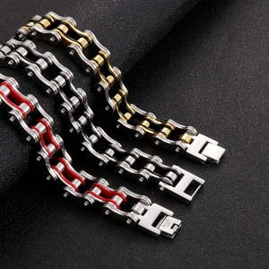 Men Bicycle Motorcycle Chain Bracelet Stainless Steel Industrial Style Polished Heavy Biker Jewelry
