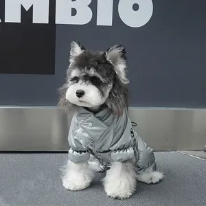 Dog Winter Padded Jumpsuit PU Waterproof Shiny Metallic Thick Warm Windproof Outdoor Full Body Snowsuit For Small Medium Dogs
