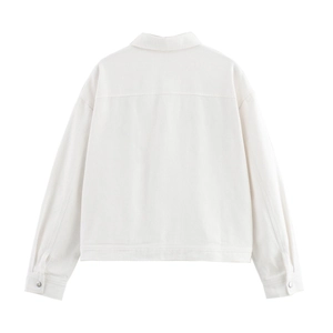 White street fashion jacket with embroidery shown in a flat lay back view display