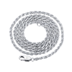 Classic S925 sterling silver 1.5mm twisted rope chain necklace with lobster clasp closure