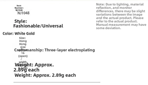Technical specifications for adjustable 9.5mm ring with triple-layer plating details