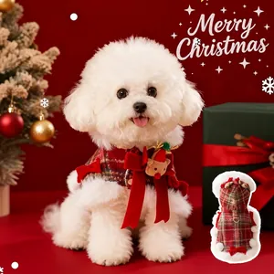 Mantella Scozzese Di Natale Per Animali Fodera In Pile Caldo Con Anello Per Guinzaglio Cappuccio Con Corna Di Renna Costume Da Festa Piccoli Cani Gatti