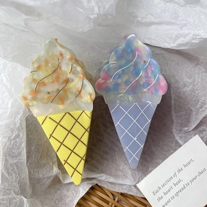 Pinces à cheveux mignonnes en acétate en forme de glace avec motifs de gaufre