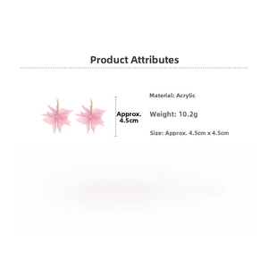 Detail view of pink acrylic flower earrings with 4.5cm diameter and 10.2g weight