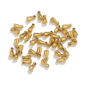 Golden stainless steel teardrop pendants for jewelry making with hanging holes