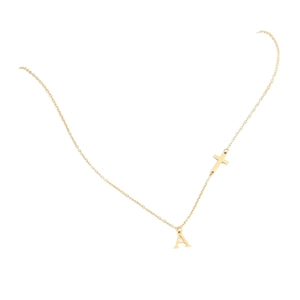 Fashion gold stainless steel necklace with letter A pendant and small cross for women