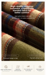 Macro detail of soft imitation cashmere fabric with high-quality jacquard plaid pattern