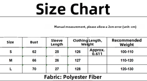 Guide des tailles détaillé pour robe longue en maille avec mesures S, M, L en cm