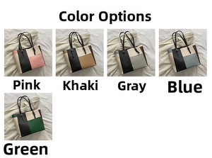 Detailansicht großer Shopper aus Kunstleder in Pink, Khaki, Grau, Blau und Grün