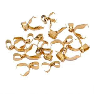 Detailed view of 18k gold plated stainless steel pinch bails for DIY jewelry making