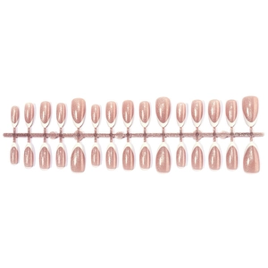Long stiletto press-on nails with pink glitter cat eye base and white French tips