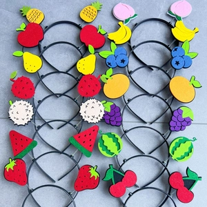 Cute fruit headbands featuring cartoon watermelon, strawberry, and pineapple hair accessories