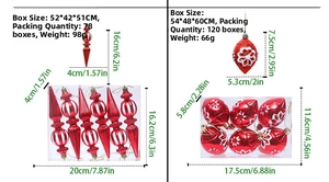 Detail of red Christmas ornament set with candy cane and snowflake ball designs