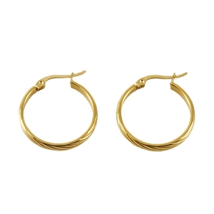 18K gold plated vintage geometric hoop earrings with twisted rope texture for women