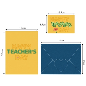 3D Teacher's Day pop-up greeting card set with floral design and blue envelope