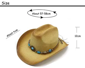 Size chart for woven straw Panama hat with 58cm circumference and 9cm brim detail
