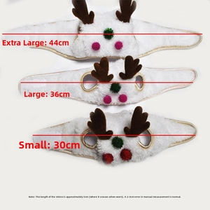 Size chart for pet panda headgear showing S, L, XL neck measurements and velcro detail