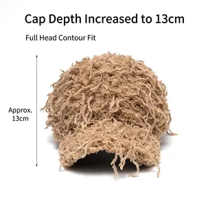 Brown fluffy faux fur baseball cap with a 13cm deep crown for a cozy winter fit