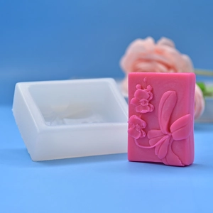 Floral pattern silicone mold for DIY soap making and orchid relief cake decoration