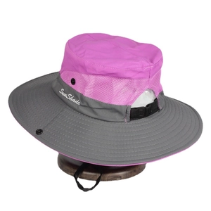 Women's outdoor sun hat with ponytail hole and wide brim for summer hiking
