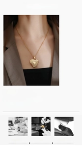 Detail of a vintage engraved gold heart locket pendant with delicate floral patterns