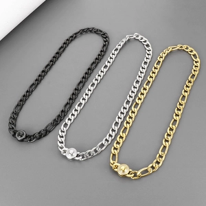 10 mm Edelstahl Figaro-Halsketten für Herren in den Farben Schwarz, Gold und Silber
