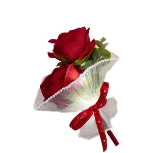 LED glowing red rose simulation flower pen with white lace and love ribbon packaging