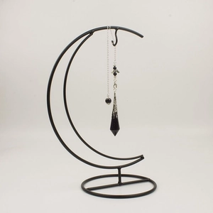 Moon Shape Jewelry Display Stand Black Metal Iron Crescent Pendulum Necklace Holder Hanging Organizer Rack Home Decor
