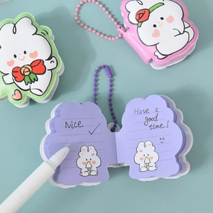 Mini cute cartoon rabbit stress relief notebook with colorful bead chain pendant