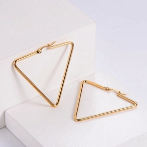Triangle Hoop Earrings Stainless Steel 18K Gold Plated Geometric Minimalist Fashion Jewelry For Women
