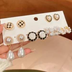 Orecchini In Lega Smalto E Künstliche Perle Sintetiche Stile Francese Retrò Con Perno In Argento Camelia Cuore Goccia D'acqua Gioielli Per Donna