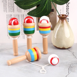 Classic wooden Kendama skill toys for hand-eye coordination training in multiple vibrant colors
