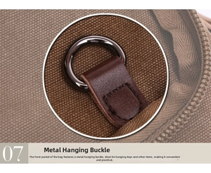 Detail of sturdy canvas texture with metal keyring and leather accents for keys