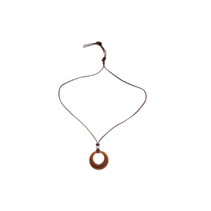 Collier avec pendentif circulaire évidé en acrylique, effet d'encre marron et style rétro