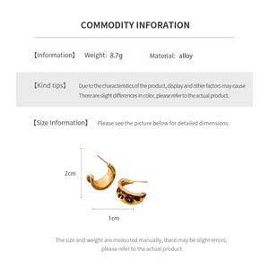 Detailed size specifications for vintage leopard print C-shape alloy drop earrings
