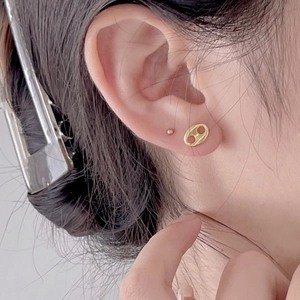 Hollow Coffee Bean Stud Earrings With 925 Sterling Silver Earring Post 18K Gold Plated Geometric Fashion Jewelry