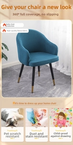 Detail of teal polar fleece chair cover showing anti-scratch and stain-resistant fabric