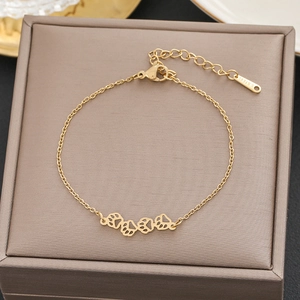 French Luxury Titanium Steel Paw Print Bracelet Hollow Out Animal Footprint Chain Bracelet For Women Gold Silver Jewelry