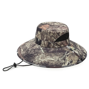 Cappello boonie mimetico giungla con motivo foglie bioniche e tesa larga da esterno