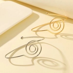 Bracelets de bras spirale minimalistes dorés et argentés avec perles en métal