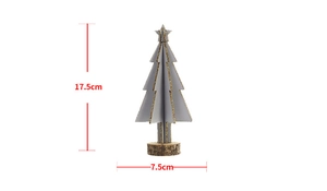 Mini gray wooden Christmas tree desktop ornament measuring 17.5cm high by 7.5cm wide