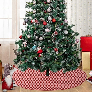 Gonna Per Albero Di Natale Peluche Tonda Motivo Diamante Quadri Poliestere Tessuto Floccato Decorazione Interna