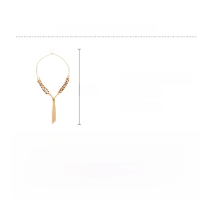 Detail view showing multi-layer glass beads and long metal tassel on the necklace