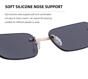 Detailed macro view of soft silicone nose pads on sunglasses for adjustable comfort
