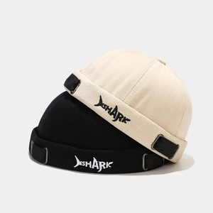 Docker Hat Miki Hat Brimless Cap Cotton Canvas Retro Shark Embroidery Adjustable Buckle For Men Women Streetwear